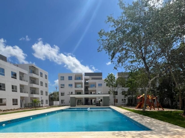 En renta departamento nuevo de 2 recamaras en privda con alberca ubicado en Cancun departamento seguro y tranquilo con amenidades en cancun