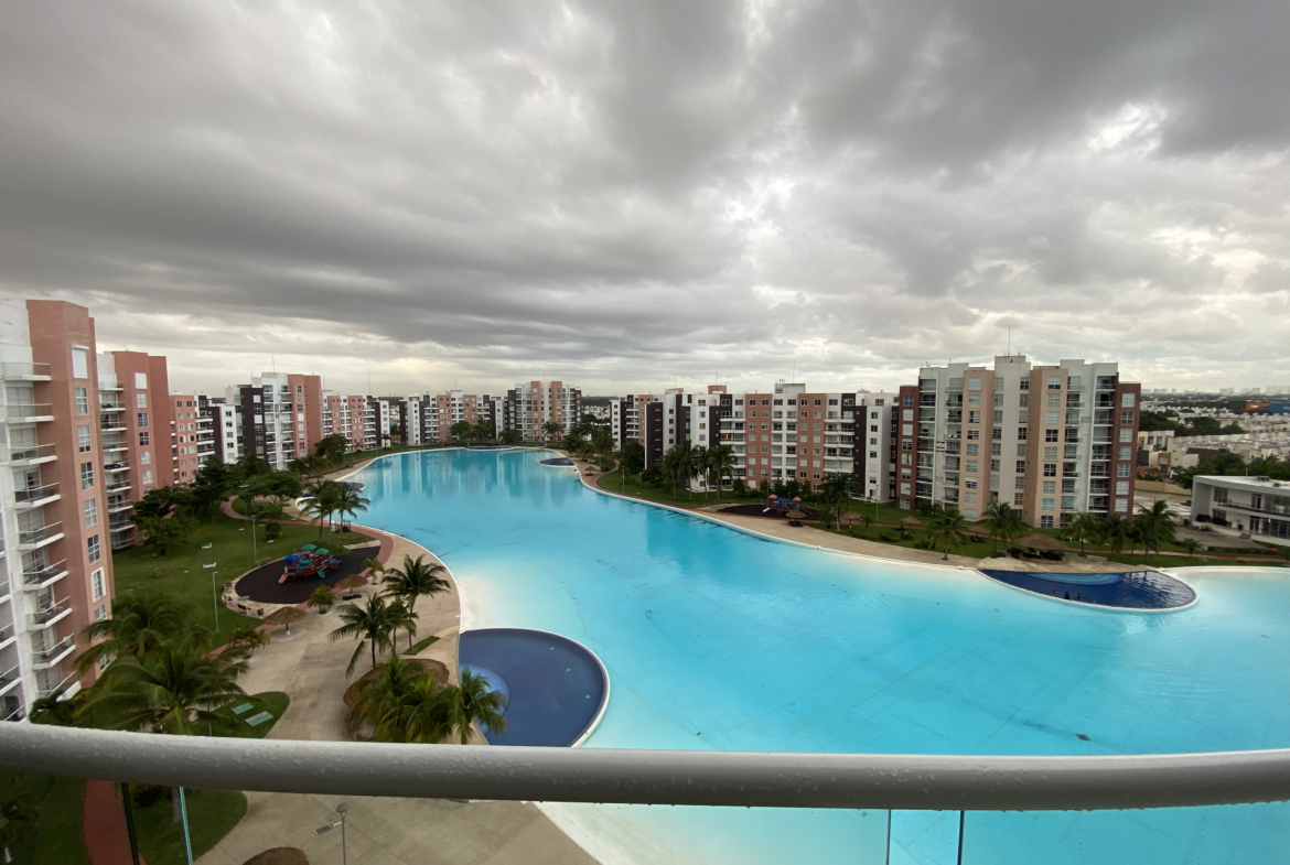 Vista aerea de las Amenidades del Residencial Dream Lagoons, Cancún