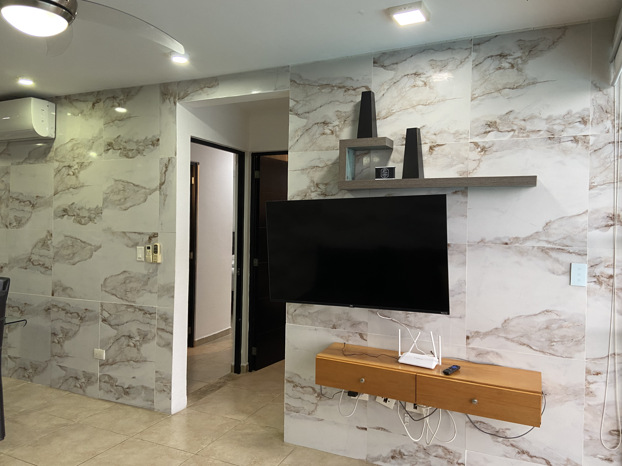 Sala del departamento en Residencial Dream Lagoons, Cancún